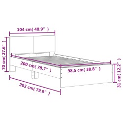 Bettgestell mit Kopfteil Schwarz 100x200 cm Holzwerkstoff