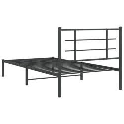 Bettgestell mit Kopfteil Metall Schwarz 100x200 cm