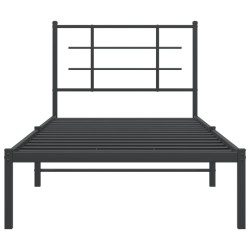 Bettgestell mit Kopfteil Metall Schwarz 90x200 cm