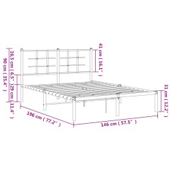 Bettgestell mit Kopfteil Metall Schwarz 140x190 cm