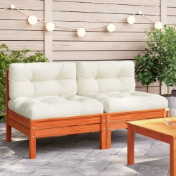 Gartensofa ohne Armlehnen mit Kissen 2 Stk. Wachsbraun Kiefer