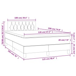 Boxspringbett mit Matratze & LED Dunkelgrau 120x190 cm Stoff