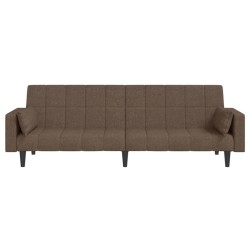 Schlafsofa 2-Sitzer mit 2 Kissen Taupe Stoff