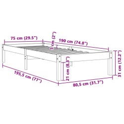 Massivholzbett ohne Matratze Wachsbraun 75x190 cm Kiefernholz