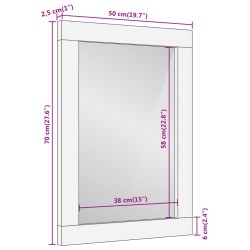 Badspiegel 50x70x2,5 cm Massivholz Akazie und Glas