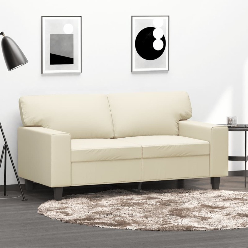 2-Sitzer-Sofa Creme 120 cm Kunstleder