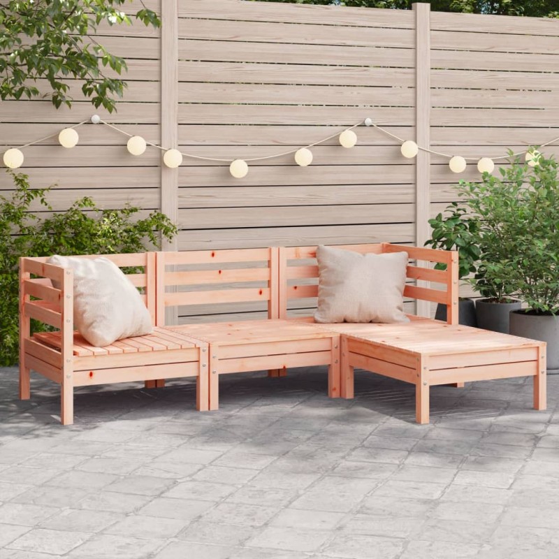 Gartensofa 3-Sitzer mit Hocker Massivholz Douglasie