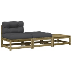 Gartensofa ohne Armlehnen mit Kissen und Hockern