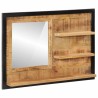 Spiegel mit Ablagen 80x8x55 cm Glas und Massivholz Mango