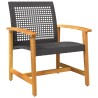 3-tlg. Bistro-Set Schwarz Poly Rattan und Akazienholz