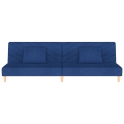 Schlafsofa 2-Sitzer mit 2 Kissen Blau Stoff