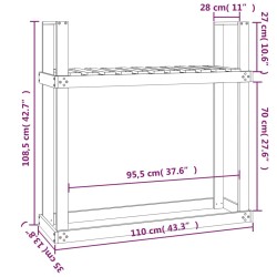 Kaminholzregal Honigbraun 110x35x108,5 cm Massivholz Kiefer