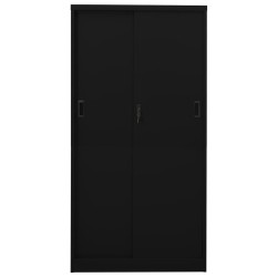 Büroschrank mit Schiebetür Schwarz 90x40x180 cm Stahl