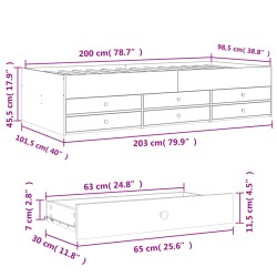 Tagesbett mit Schubladen ohne Matratze Grau Sonoma 100x200 cm