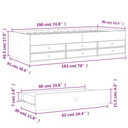 Tagesbett mit Schubladen ohne Matratze 90x190 cm