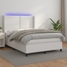 Boxspringbett mit Matratze & LED Weiß 140x200 cm Kunstleder