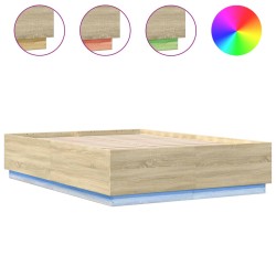 Bettgestell mit LED Sonoma-Eiche 120x200 cm Holzwerkstoff