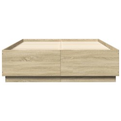 Bettgestell mit LED Sonoma-Eiche 120x200 cm Holzwerkstoff