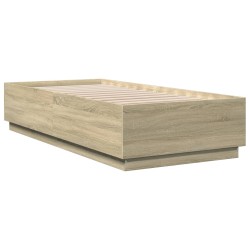 Bettgestell mit LED Sonoma-Eiche 90x200 cm Holzwerkstoff