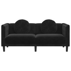 Sofa mit Kissen 2-Sitzer Schwarz Samt