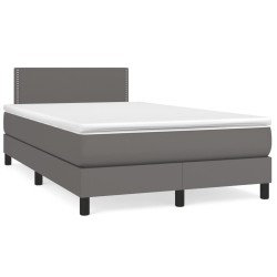 Boxspringbett mit Matratze & LED Grau 120x190 cm Kunstleder