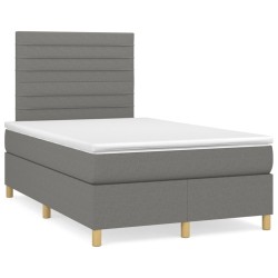 Boxspringbett mit Matratze & LED Dunkelgrau 120x190 cm Stoff