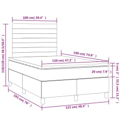 Boxspringbett mit Matratze & LED Dunkelgrau 120x190 cm Stoff