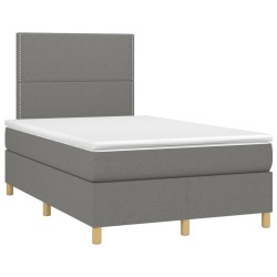 Boxspringbett mit Matratze & LED Dunkelgrau 120x190 cm Stoff