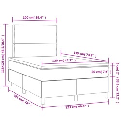 Boxspringbett mit Matratze & LED Dunkelgrau 120x190 cm Stoff