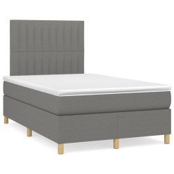 Boxspringbett mit Matratze & LED Dunkelgrau 120x190 cm Stoff