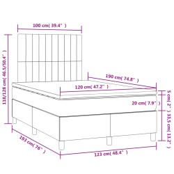 Boxspringbett mit Matratze & LED Dunkelgrau 120x190 cm Stoff