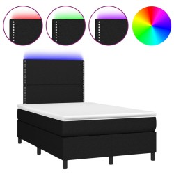 Boxspringbett mit Matratze & LED Schwarz 120x190 cm Stoff