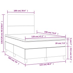 Boxspringbett mit Matratze & LED Weiß 120x190 cm Kunstleder