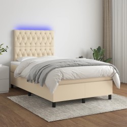 Boxspringbett mit Matratze & LED Creme 120x190 cm Stoff