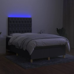 Boxspringbett mit Matratze & LED Dunkelgrau 120x190 cm Stoff