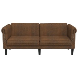 2-Sitzer Sofa Braun Kunstleder Wildleder-Optik