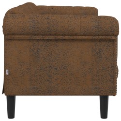 2-Sitzer Sofa Braun Kunstleder Wildleder-Optik