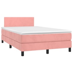 Boxspringbett mit Matratze & LED Rosa 120x190 cm Samt