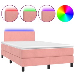 Boxspringbett mit Matratze & LED Rosa 120x190 cm Samt