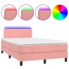 Boxspringbett mit Matratze & LED Rosa 120x190 cm Samt