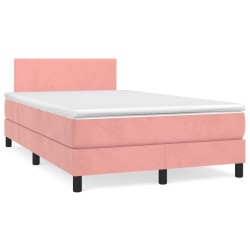 Boxspringbett mit Matratze & LED Rosa 120x190 cm Samt