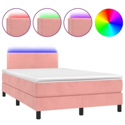 Boxspringbett mit Matratze & LED Rosa 120x190 cm Samt