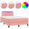 Boxspringbett mit Matratze & LED Rosa 120x190 cm Samt