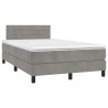 Boxspringbett mit Matratze & LED Hellgrau 120x190 cm Samt