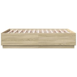 Bettgestell mit LED Sonoma-Eiche 140x190 cm Holzwerkstoff