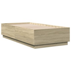 Bettgestell mit LED Sonoma-Eiche 90x190 cm Holzwerkstoff