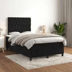 Boxspringbett mit Matratze Schwarz 120x190 cm Samt