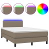 Boxspringbett mit Matratze & LED Taupe 120x190 cm Stoff