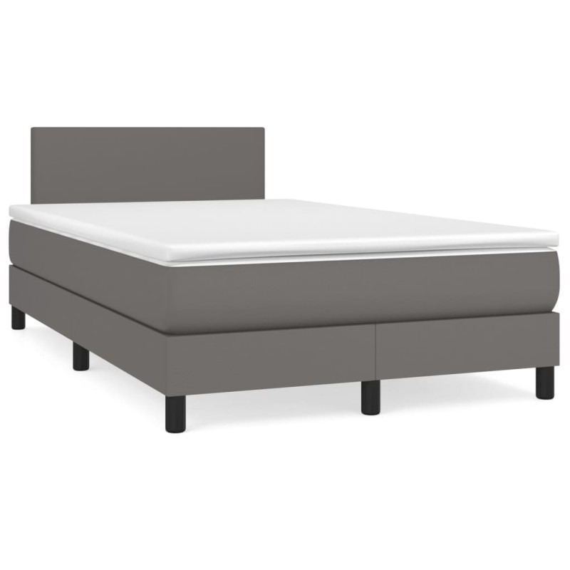 Boxspringbett mit Matratze & LED Grau 120x190 cm Kunstleder