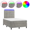 Boxspringbett mit Matratze & LED Hellgrau 120x190 cm Samt